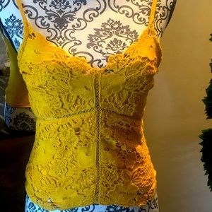 Yellow Lace Tank Top